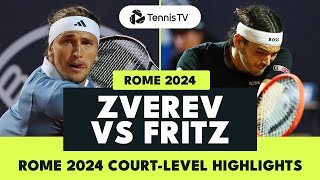 Alexander Zverev vs Taylor Fritz Court-Level Highlights | Rome Quarter-Final 2024 Resimi