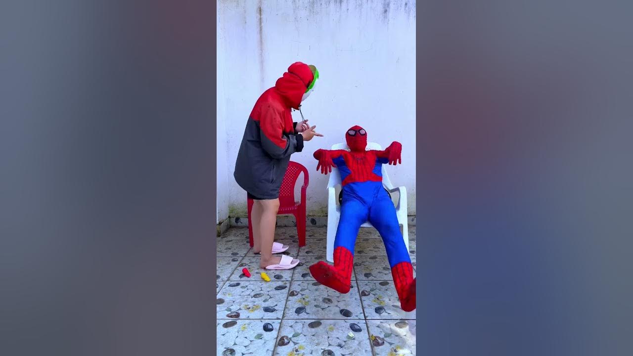 Startled by the alarm clock #shorts #funny #trending #spiderman