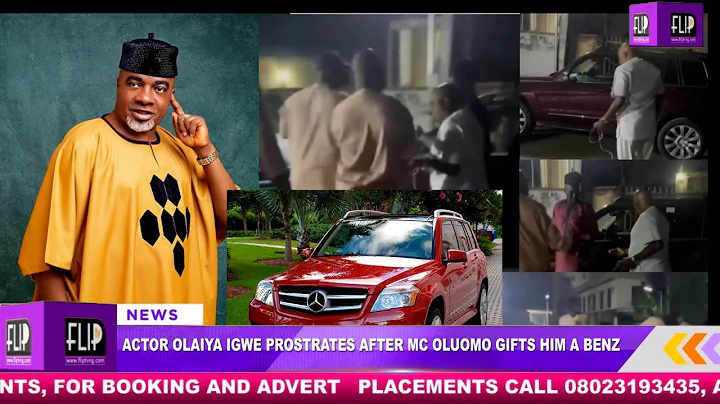 ACTOR OLAIYA IGWE PROSTRATES AFTER MC OLUOMO GIFTS HIM A BENZ