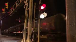 CSX 738 leads M693 in the dark on 11-13-22