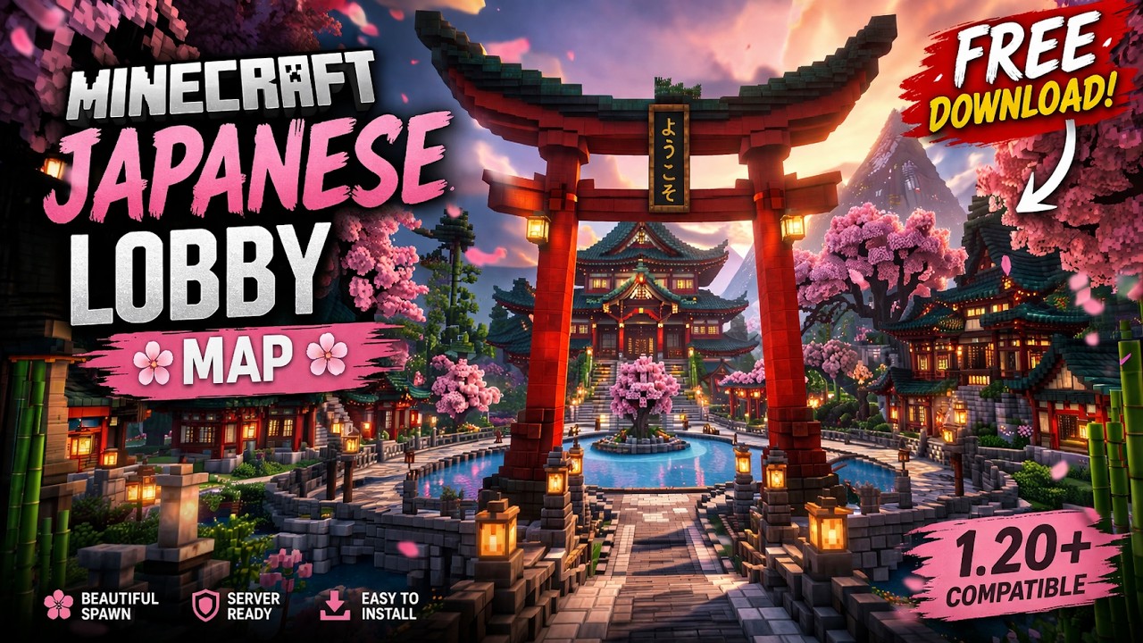 Japanese Minecraft Loading Screen Japanese Architecture Minecraft Lobby | Complete Map Tour - YouTube
