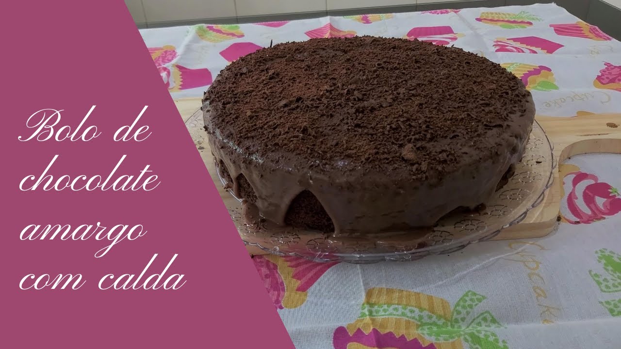 BOLO DE CHOCOLATE MEIO AMARGO NO LIQUIDIFICADOR COM CALDA DE BRIGADEIRO