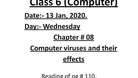 Class 6 (Computer), Chapter #8 Reading pg # 110.