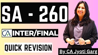 SA 260 "Communication with TCWG" Quick Revision | CA Inter - CA Final | By @CAJyotiGarg ​