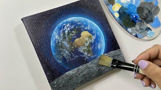 Planet earth painting/ acrylic painting tutorial for beginners/step by step acrylic painting/#77