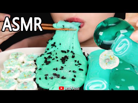 MINT FOOD ASMR JELLY MARSHMALLOWS ASMR | 민트간식 | 咀嚼音 | ミントデザートを食べる