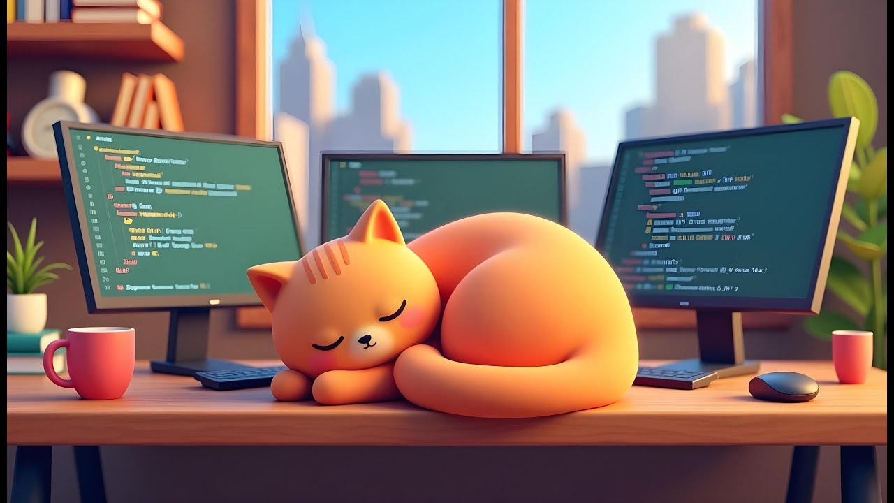 Relax Programmer Sleeping Cat on a Programmer's Desk 🐾 Chill Lofi Beats for Study ...