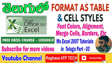 Ms-Excel 2007 in Telugu - Format Table & Cell Styles