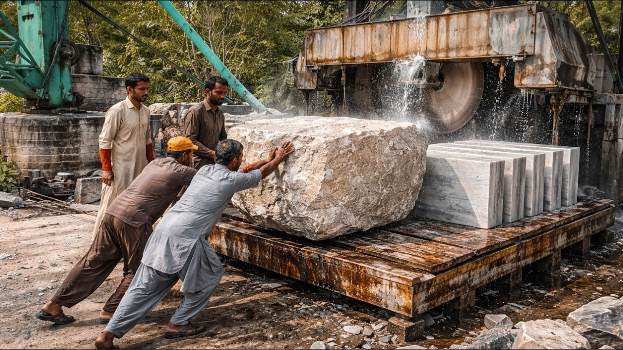 Incredible Marble Manufacturing | Giant Stone Turned Into Slabs