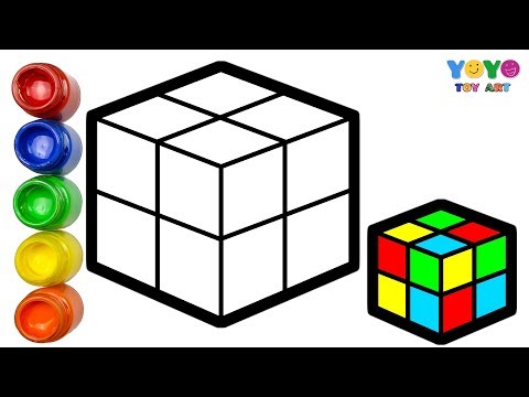 Glitter Coloring Rubik's Cube And drawing for kids | YoYo Color Art