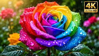 4K HDR Rain on Roses 🌹 | Relaxing Rose Rain Video | Cinematic Nature in Ultra HD
