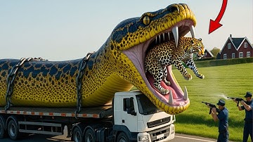 Brave Heroes Save Careless Mother Lion from Giant Python Attack After a Traffic Accident🐍