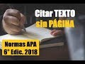 Cómo CITAR un texto SIN PÁGINA | NORMAS APA 6° EDICIÓN 2018