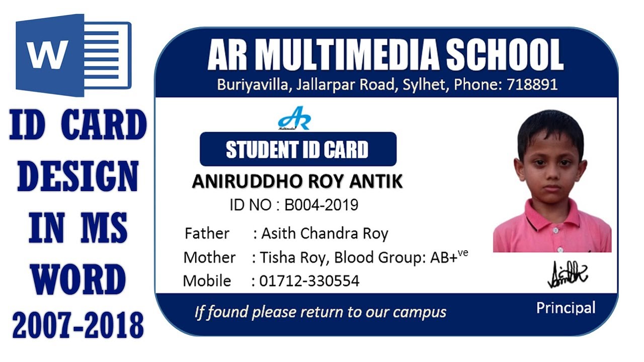 Student Id Card Format In Word - IMAGESEE