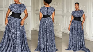 HOW TO CUT & SEW THIS LEOPARD PRINT MAXI DRESS | Snatched Midriffs + Full Flared Skirt