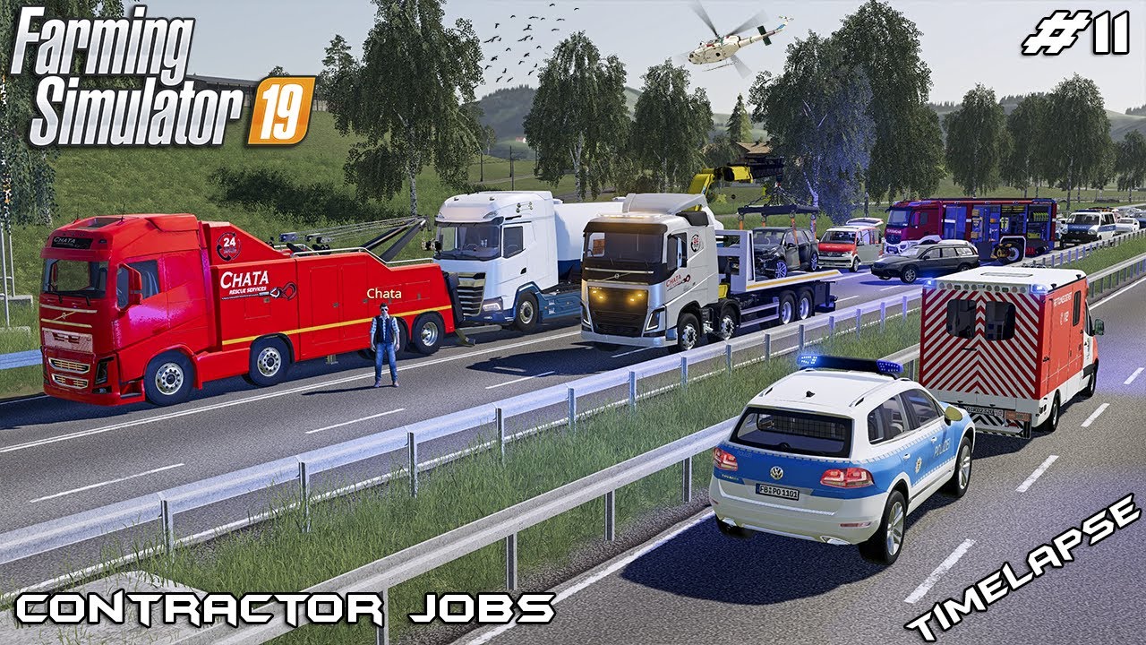 Cleaning A Massive Autobahn Pileup | Contractor Jobs In Farming Simulator 19