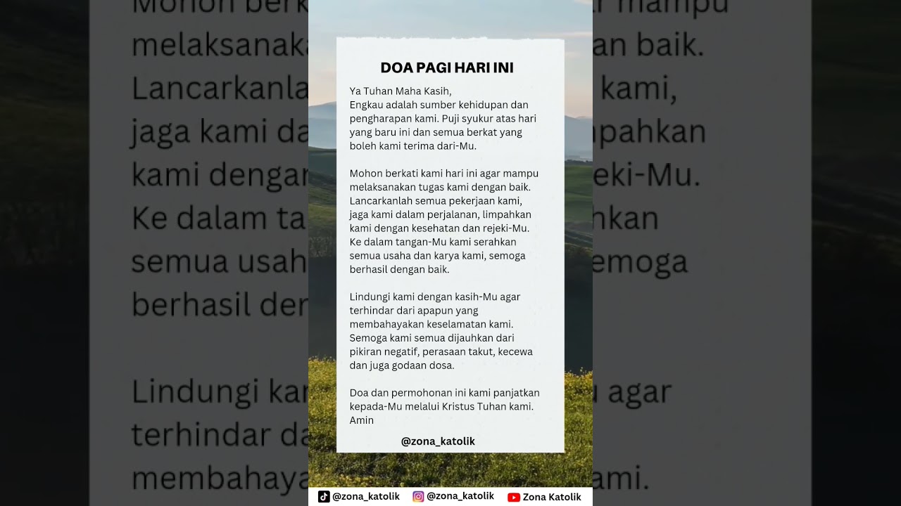 Doa pagi Katolik hari ini 