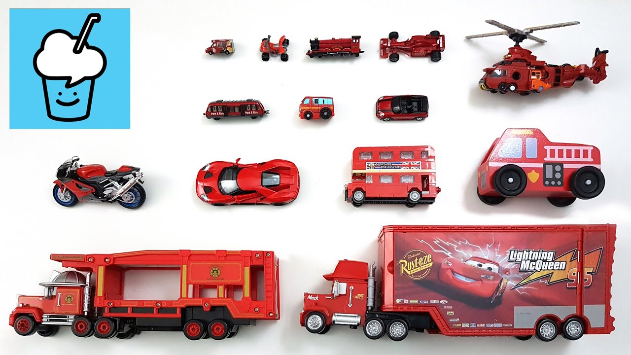 Red vehicles cars review with tomica lego transformers voov ブーブ