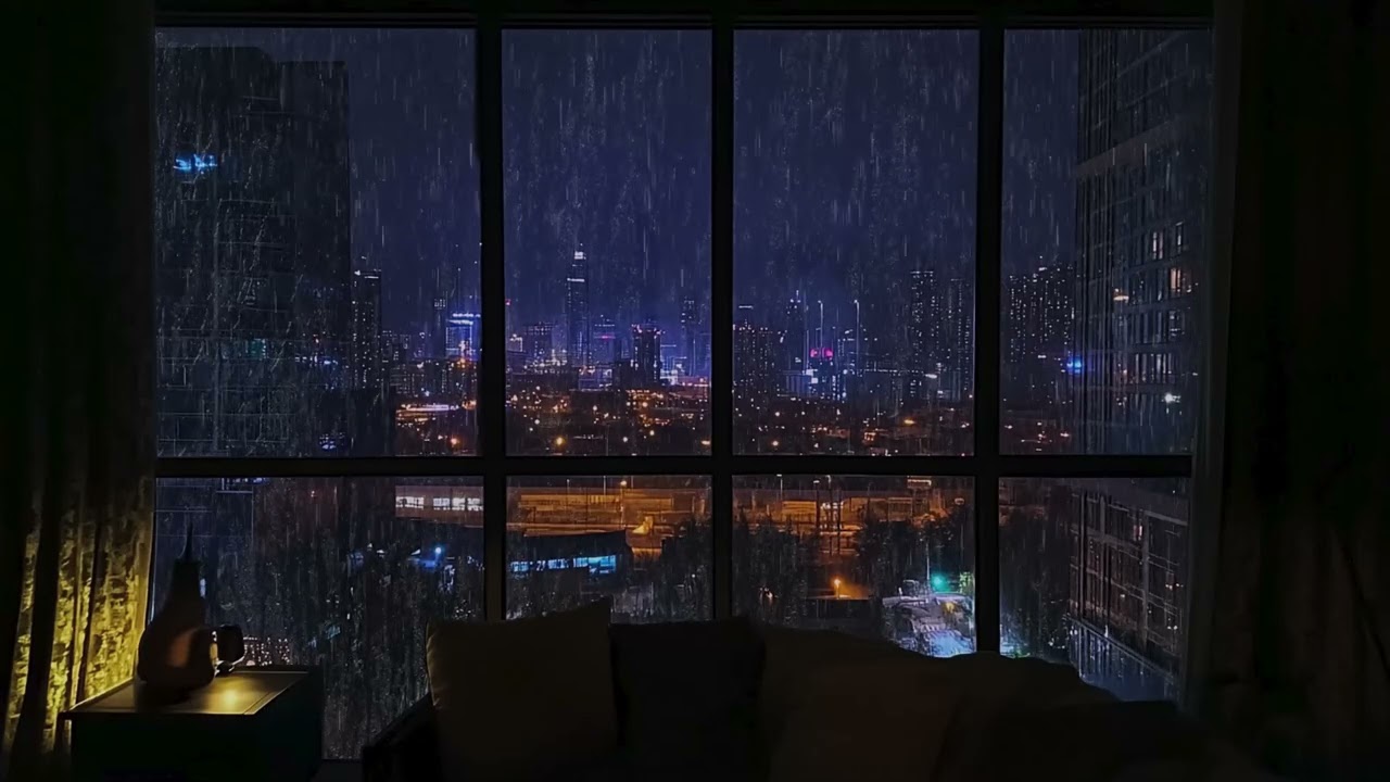 High-Rise Penthouse at 3 AM | Deep City Ambience & Rain Sounds | Insomnia Relief