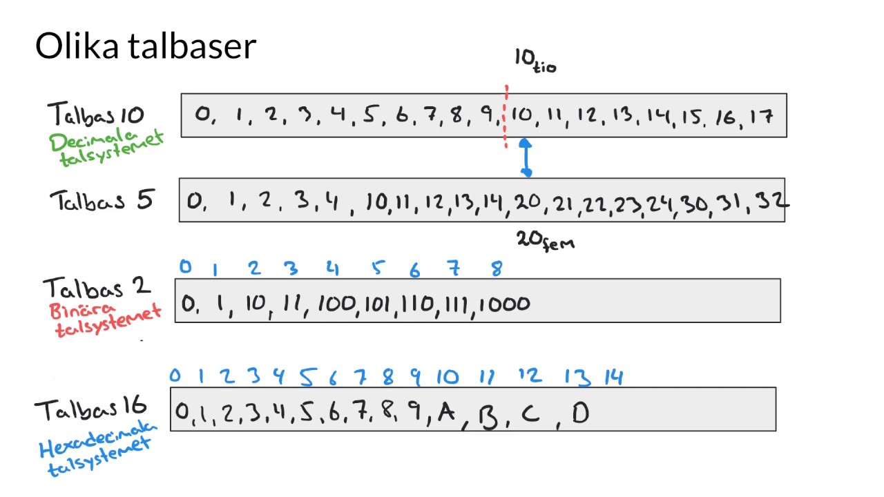 Binara Talsystemet Och Andra Talbaser Vidma Videogenomgangar I Matematik 1 2 3 Och 4