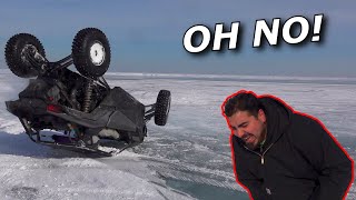 Frozen ice ride CARNAGE! RZR falls through, X3 flips HARD!