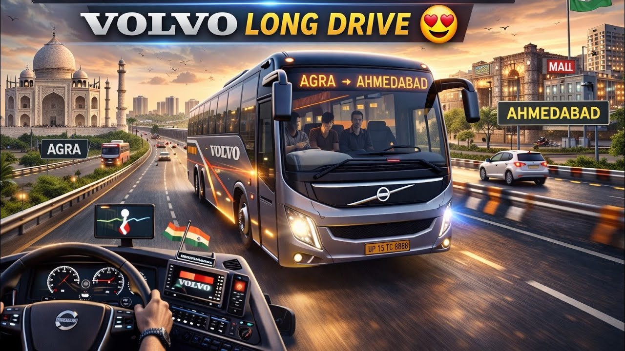Realistic Volvo Bus Drive | Agra to Ahmedabad | Bus Simulator Ultimate | OnePlus 10R Gaming