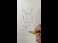 ビキニあぐらポニテの女の子描いてみた　絵の描き方動画　#shorts