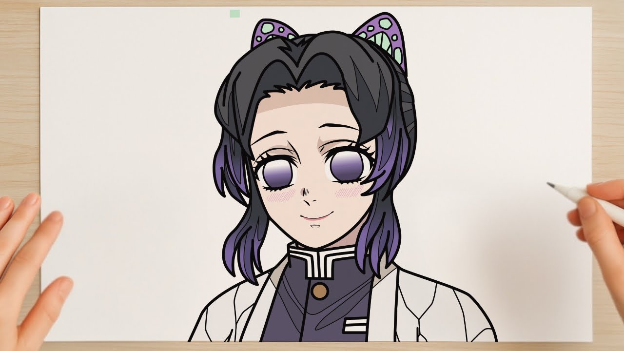 How to draw Shinobu Kocho from Demon Slayer | Step-by-Step Tutorial