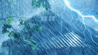 10 Hours Thunderstorm White Noise for Sleeping | Tropical Rainstorm, Strong Thunder &amp; Howling Wind