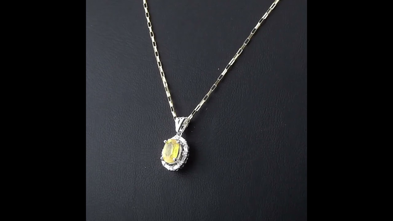 0.98 Karat Pırlanta Sarı Safir Kolye