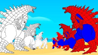 Evolution Of GODZILLA SPIDER Vs White Godzilla - Kong - SHIN | Godzilla Cartoon Compilation