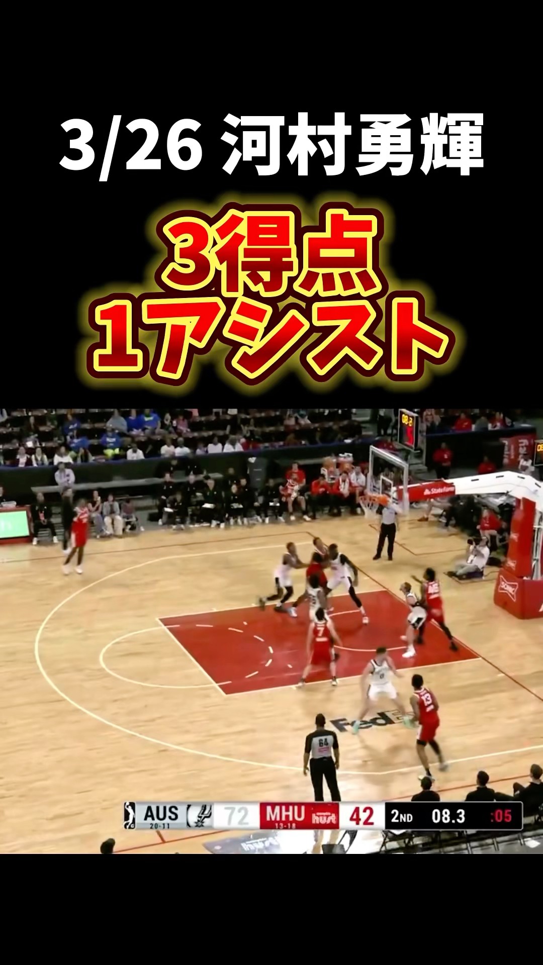 河村勇輝】3得点1アシスト。力を発揮できず、、 2025.3.26 #nba