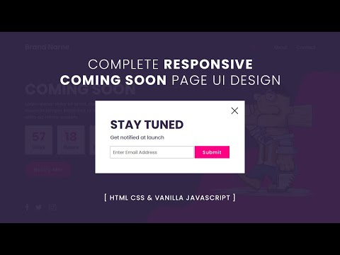 Complete Responsive Coming Soon Website Design using Html CSS & Vanilla Javascript | Coming Soon