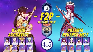 F2P Abyss 4.5 | 4-Star Only - Beidou Aggravate & Rosaria Reverse Melt