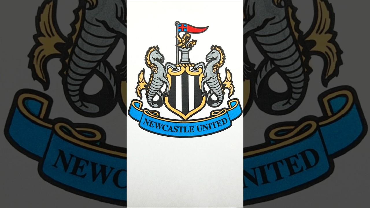 ​ASMR Coloring NEWCASTLE UNITED Logo 🏴󠁧󠁢󠁥󠁮󠁧󠁿🏰 Satisfying Premier League Art 