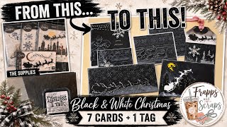 Easy Christmas cards and a tag in black and white
