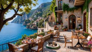 Mediterranean Outdoor Café Jazz 🌊 Cozy Cliffside Ambience for Study, Work &amp; Calm Moments