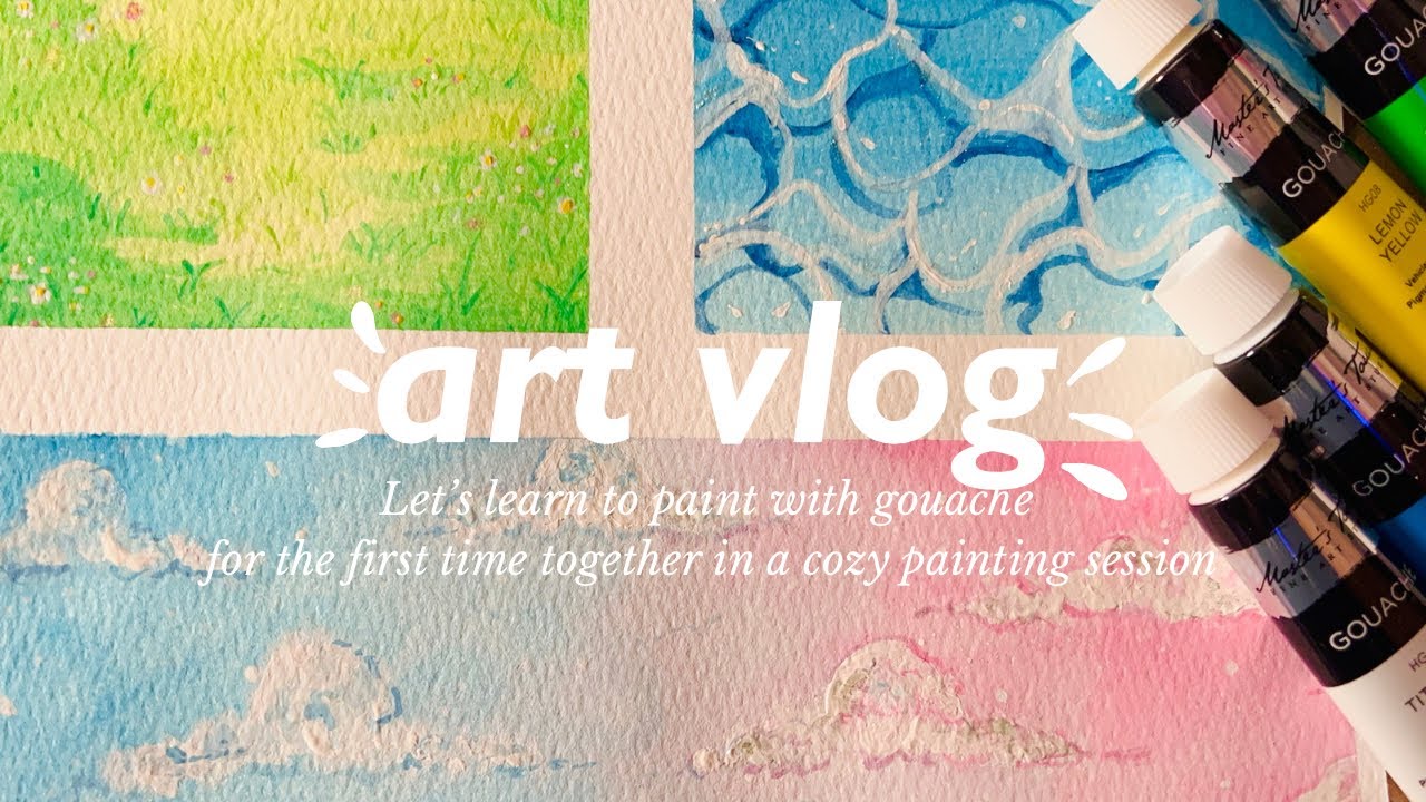 •ᴗ• art vlog •ᴗ• first time painting with gouche! Let’s learn together ...