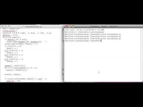 Python Curses Snake Tutorial 2: Movement (part 2) and Control - YouTube
