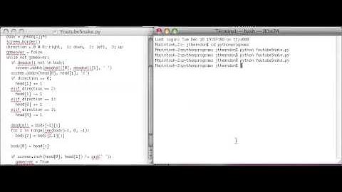 Python Curses Snake Tutorial 2: Movement (part 2) and Control