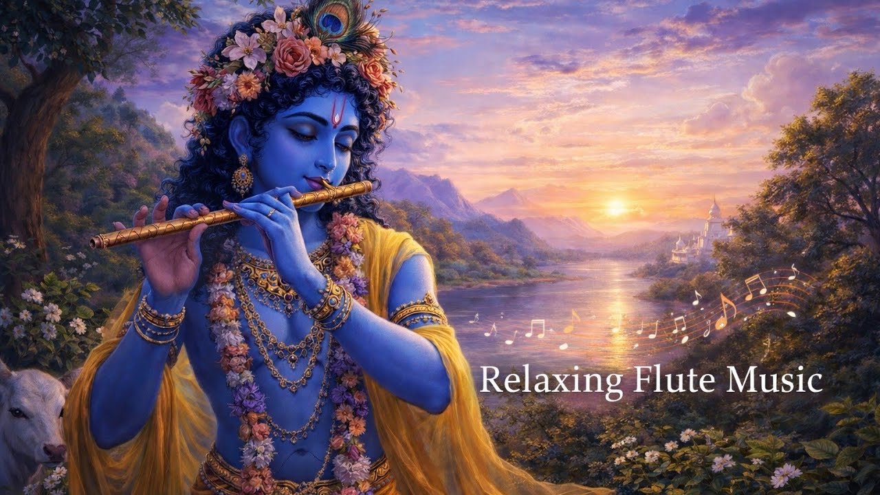 Krishna Flute Music & Rain sound 🦚| Deep Relaxing Divine Bansuri for Peace, Meditation & Positivity
