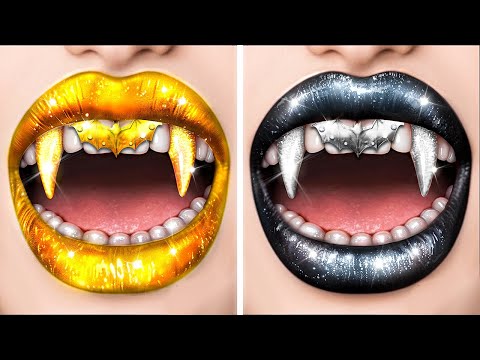 видео: Преображение одного цвета челлендж! Девушка Серебро vs девушка Золото стали вампирами