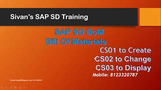 SAP SD BoM Bill of Materials CS01 CS02 CS03