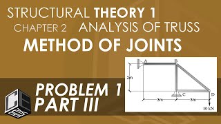 Structural Theory 1 Analysis of Truss Prob 1 - Method of Joints Part III (PH)