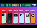 Iqoo z9 vs poco x6 vs f25 pro vs note 13 pro vs realme 12 pro vs honor x9b battery drain  charging