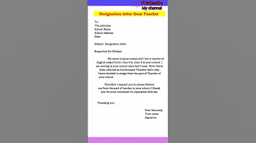 Resignation Letter From Teacher Application Letter Formate Spoken English English Study Letter 