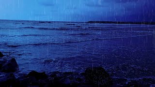 Rain, Thunder, and Stormy Ocean Sounds Beachfront | 3 Hour Sleep Ambience Comfortable
