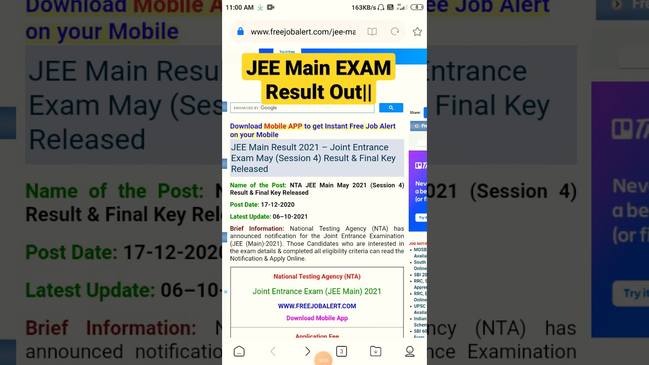 JEE Main May 2021(session 4) (paper 2 ) Result & Final Key Out||👍👍👍👍