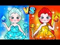 Paper Dolls Dress Up - Ice Elsa Vs Fire Elsa Changele Dresses Handmade Quiet Book - Dolls Beauty#117