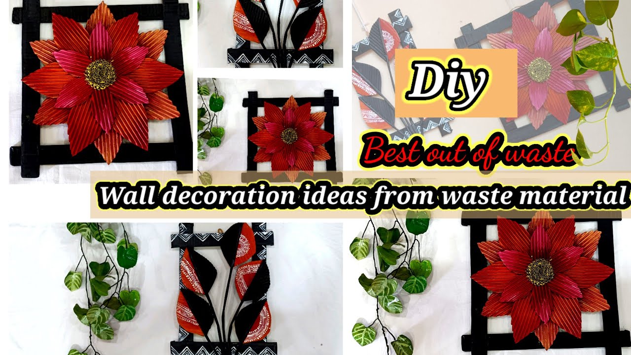 💕 Wall decoration ideas | waste metrial craft ideas | Best Out Of Waste ...
